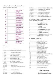 English Worksheet: there is - there are