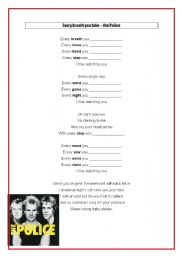 English Worksheet: every breath you take - the police