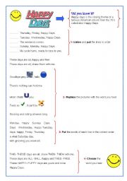 English worksheet: Happy Days (sitcom song)