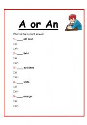English Worksheet: Articles