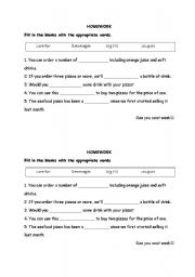 English Worksheet: homework