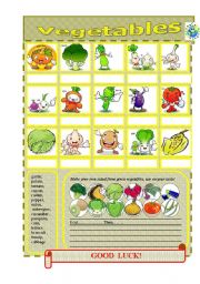 English Worksheet: VEGETABLES!