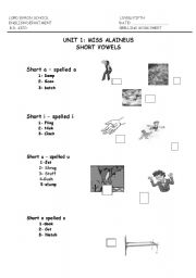 English Worksheet: short vowels