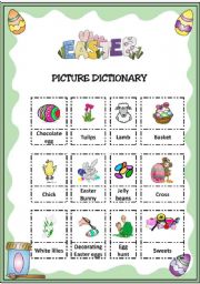 English Worksheet: EASTER PICTIONARY FOR ELEMENTARY STUDENTS