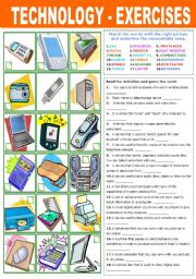 English Worksheet: TECHNOLOGY - EXERCISES