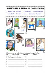 English Worksheet: Medical Symptoms and Conditions