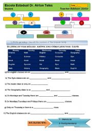 English Worksheet: genealogic tree,there to be,school subjects