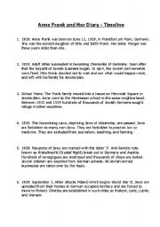 English Worksheet: Anne Frank - worksheets for the Unit Plan Part 2