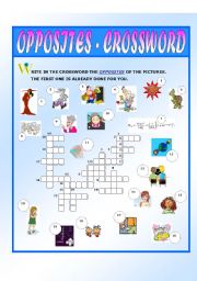 English Worksheet: Opposites - Crossword (set 2)