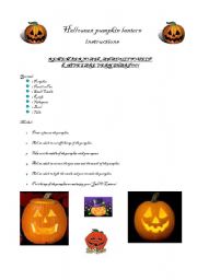 English worksheet: Halloween Pumpkin Lantern Instructions