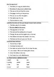 English worksheet: revision animals sounds and family