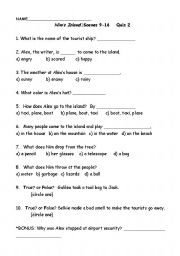 English Worksheet: Nims Island Quiz 2