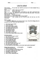 English Worksheet: Late for school