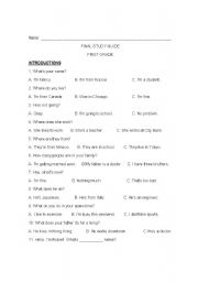 English Worksheet: INTRODUCTIONS