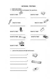 English worksheet: SCHOOL THINGS & COLOURS