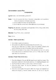 English Worksheet: Comparitives lesson plan