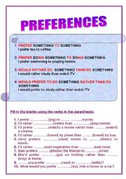 English Worksheet: preferences