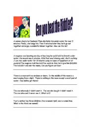 English Worksheet: Riddles/ Logic puzzles