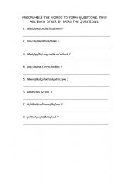 English Worksheet: Form Simple Present Questions
