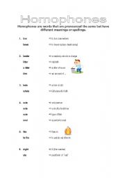 English Worksheet: HOMOPHONES