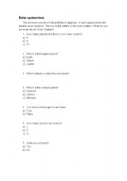 English Worksheet: Solar system