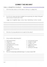 English worksheet: Straight from the heart / cowboy take me away