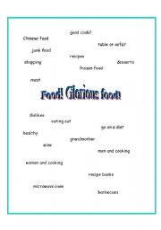 English worksheet: Food Free Speak