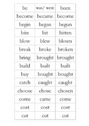 English worksheet: irregular verbs