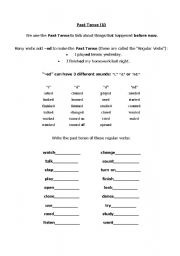 English worksheet: Past Tense