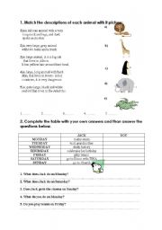 English worksheet: Animals