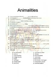 English worksheet: Animalities