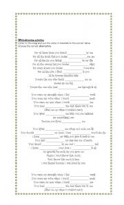 English Worksheet: Because You Loved Me