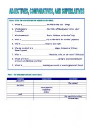 English Worksheet: adjectives, comparatives, and superlatives