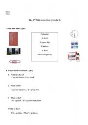 English Worksheet: school things