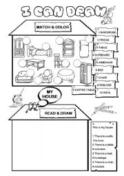 English Worksheet: I can draw series (6/10) - furniture