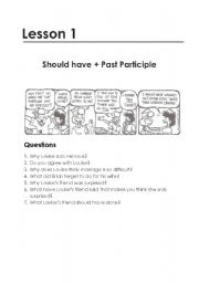 English Worksheet: Should have + Past Participle