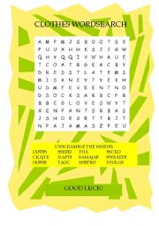 English Worksheet: CLOTHES WORDSEARCH