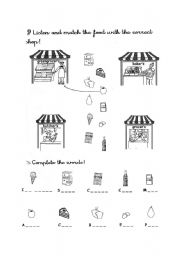 English worksheet: Food - Shops