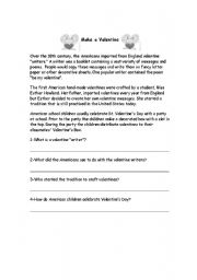 English worksheet: how to make a valentine