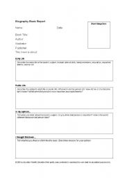 English worksheet: Biography sheet