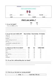 Self-Assessment Sheet