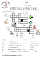 English Worksheet: One day in my lfe