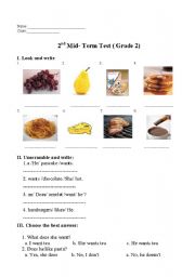 English worksheet: revision of food things