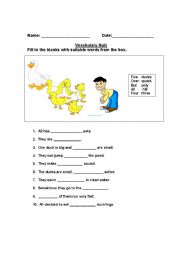 Vocabulary Quiz- Five little ducks