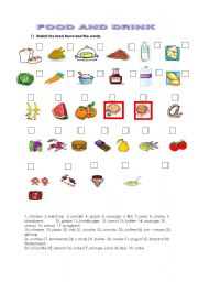 English Worksheet: food and drinks