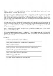 English worksheet: Easter Reading Comprehension