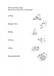 English worksheet: Sports+actions+Present continuos