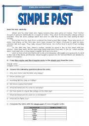 English Worksheet: SIMPLE PAST