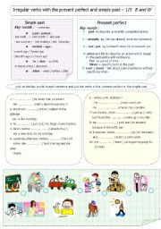 English Worksheet: irregular verbs with present perfect and simple past  