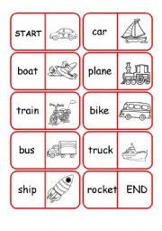 English Worksheet: transport dominoes